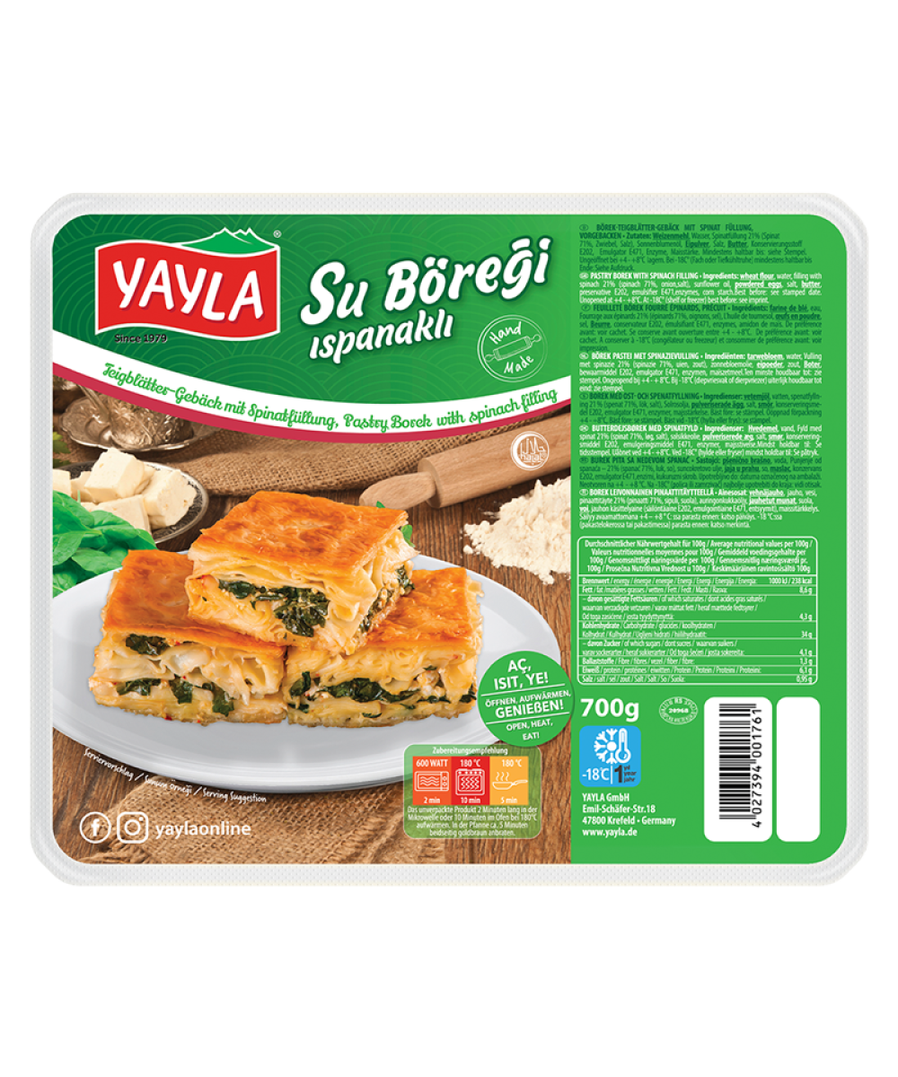 Yayla Su Boregi Ciastko Borek z Nadzieniem Szpinakowym 700g Yayla Su Böreği Ciastko Börek z Nadzieniem Szpinakowym 700g