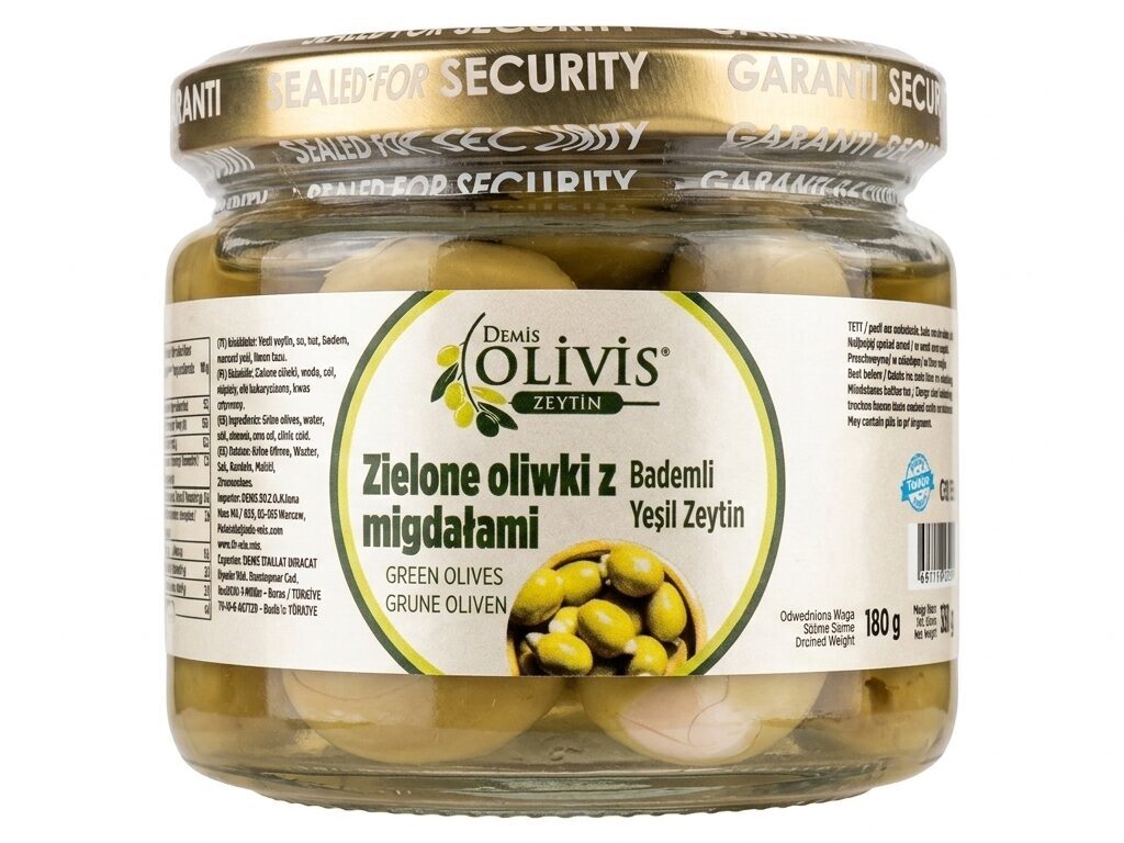 Zielone Oliwki z Migdałami 330g
